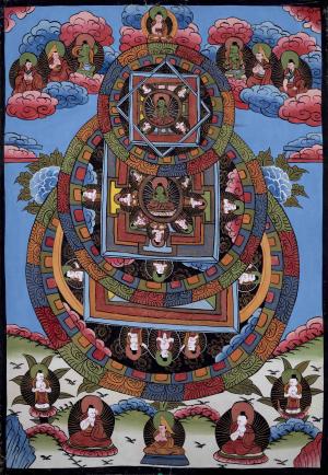 Vintage  Amogsiddhi Mandala | Original Hand-Painted Tibetan Thangka | From the 1980s | Mandala Painting